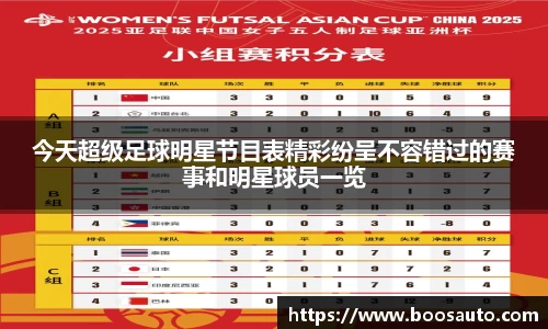 今天超级足球明星节目表精彩纷呈不容错过的赛事和明星球员一览